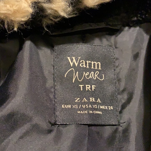 Zara trf leopard animal  fur hooded jacket size xs - Picture 8 of 9